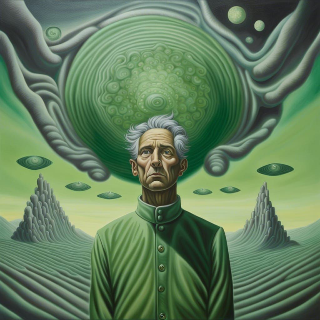 Awe at the Inner Dimension: Surreal Naive-Art Oil Painting