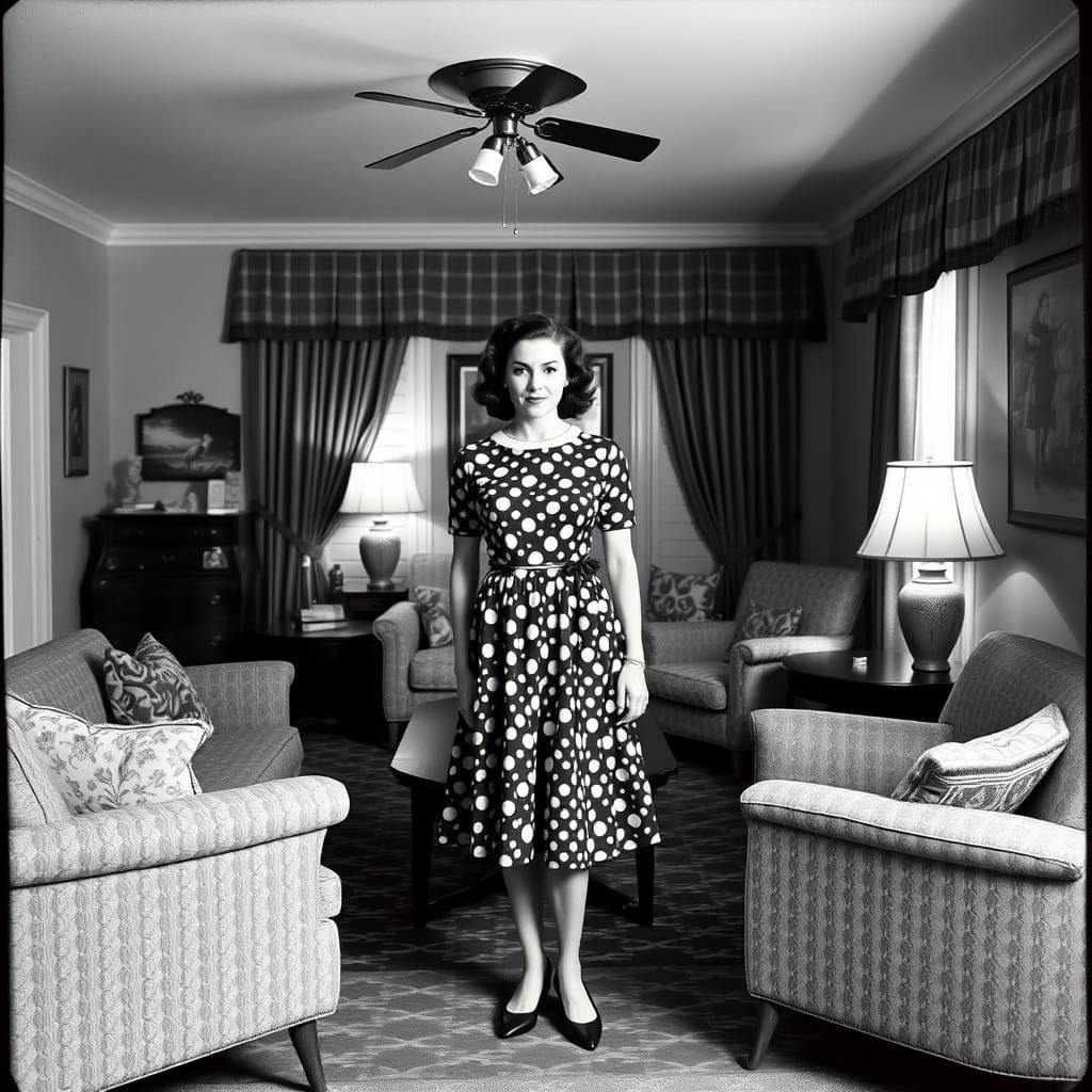 1960s Family Photo in Film Noir Style