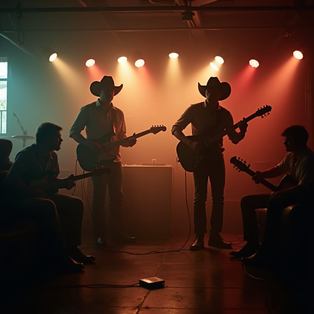 Country Band in Smoky Bar: Cinematic Film Still