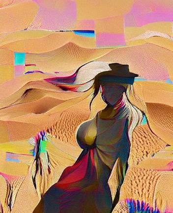Colorful Desert Scene with Woman