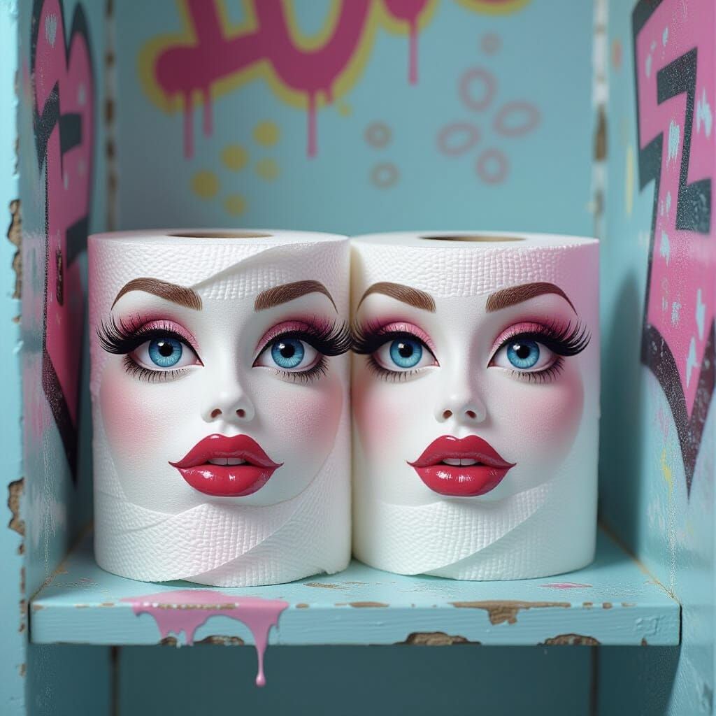 Lustful Toilet Paper Rolls in Girly Restroom