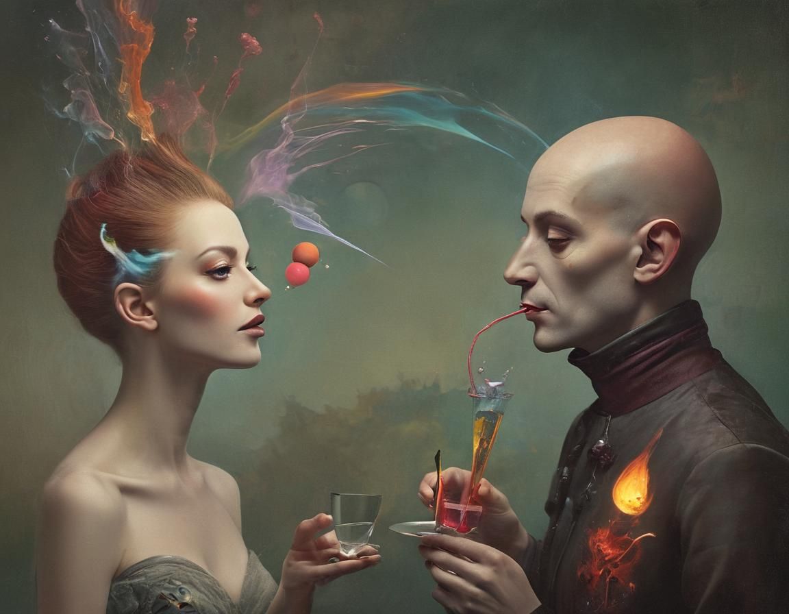 Cosmic Shadows and Rainbows in Cyberpunk Style