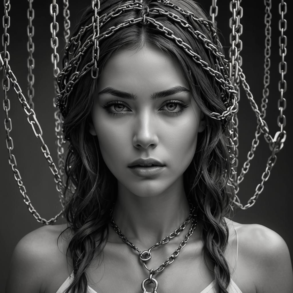 Locked Mind: A Hyperrealistic Black and White Portrait