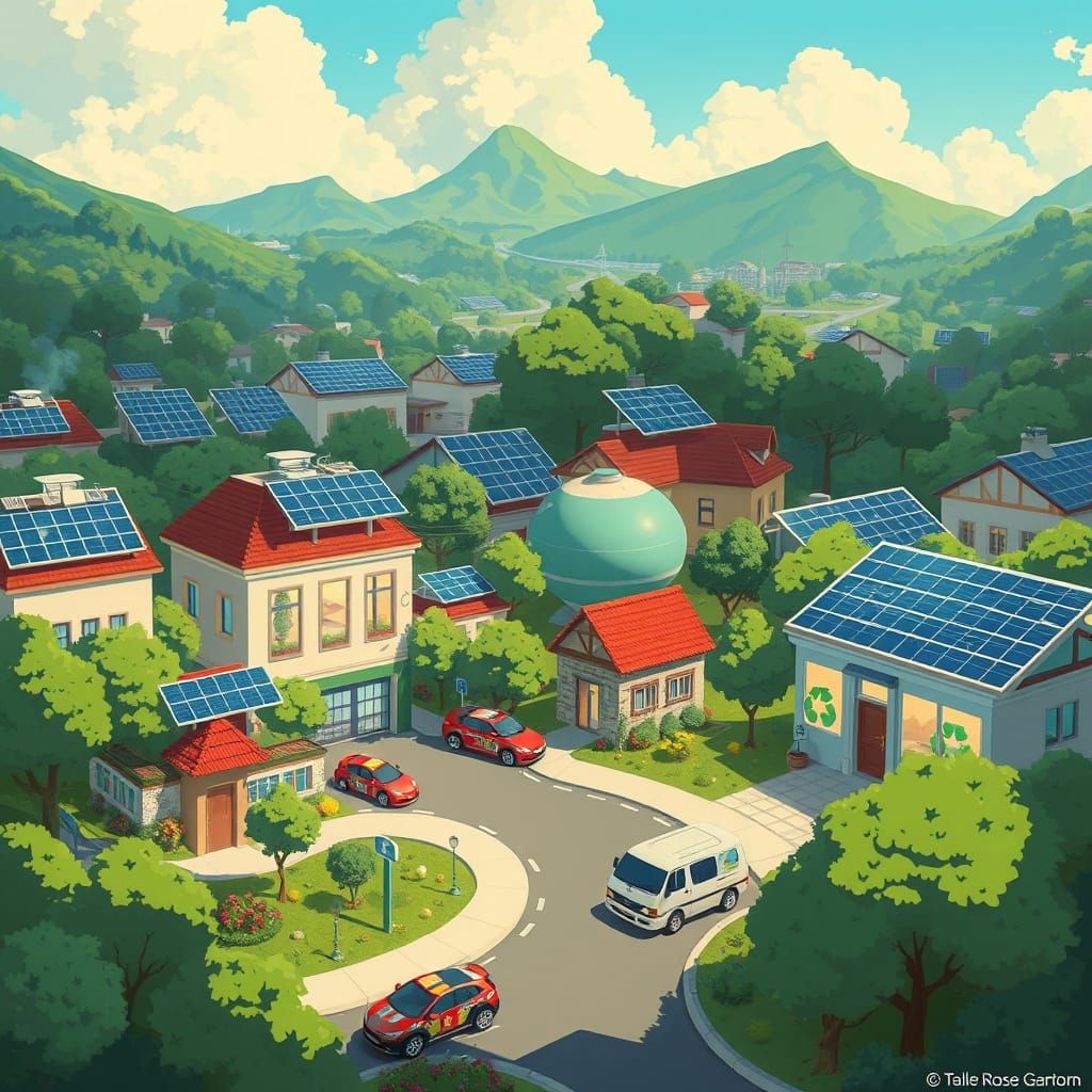 Eco-Friendly City of Tomorrow in Vibrant Futuristic Style