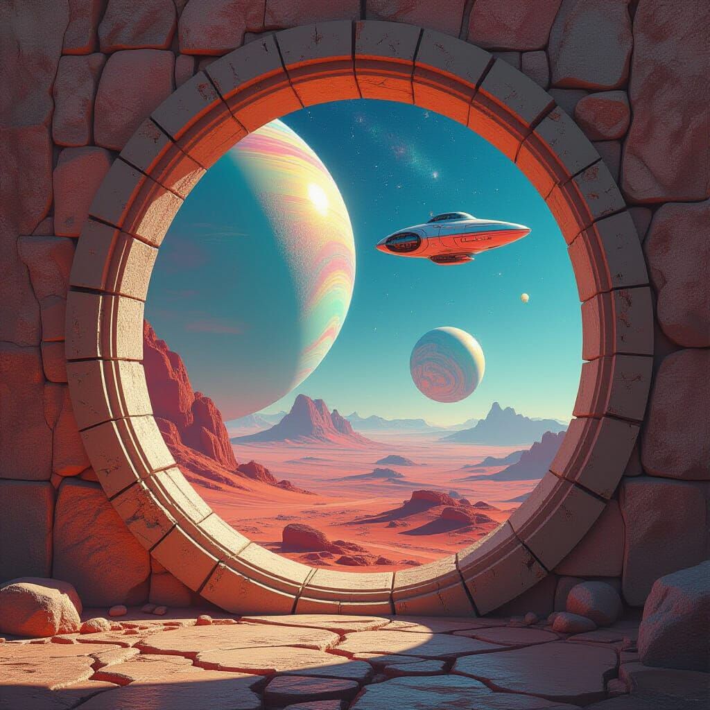 Futuristic Martian Biodomes Carved Into Stone Wall