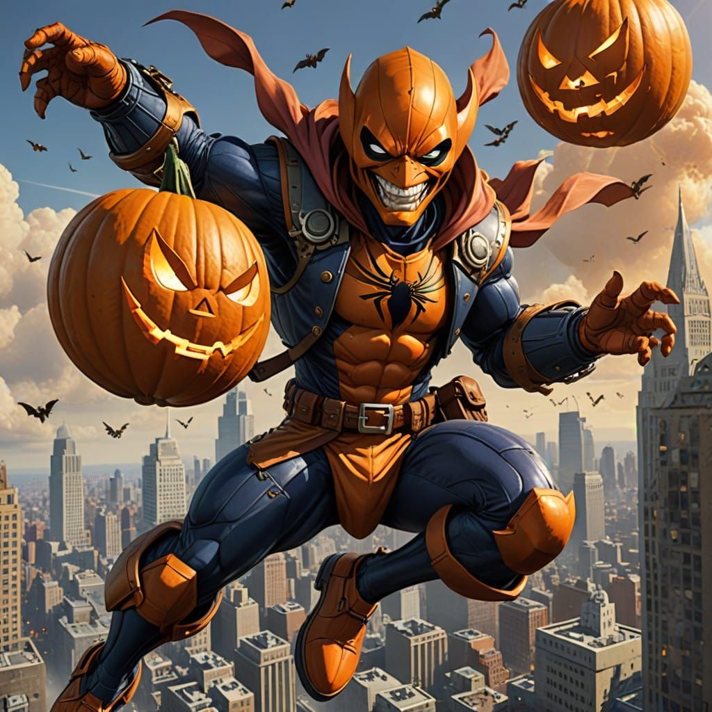 Hobgoblin in Flight, Throwing Pumpkin Bombs