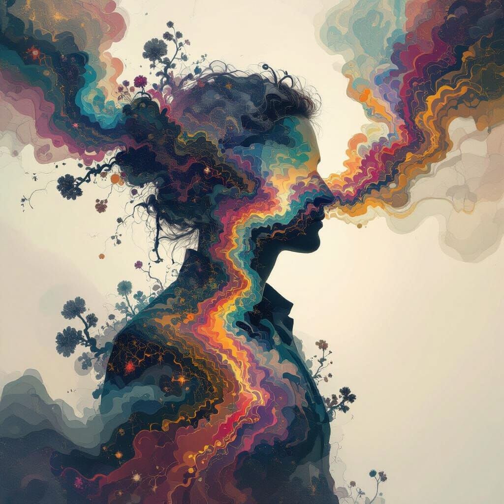 Surreal Double Exposure with Fractal Colors