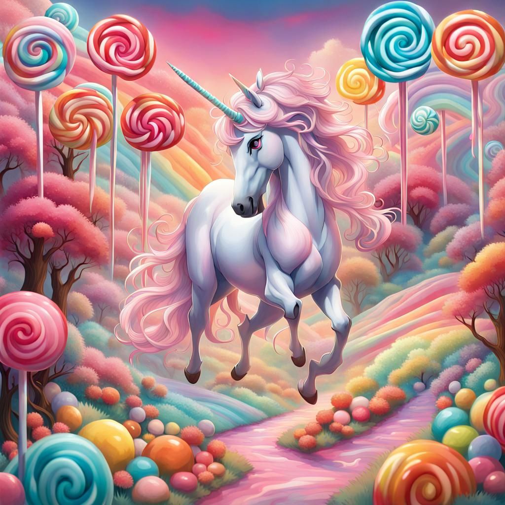 Candy Wonderland with Licorice Unicorn in 3D