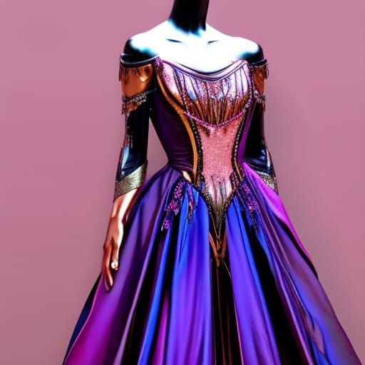 Ethereal gothic rose gold met gala dress with rose gold Silk...