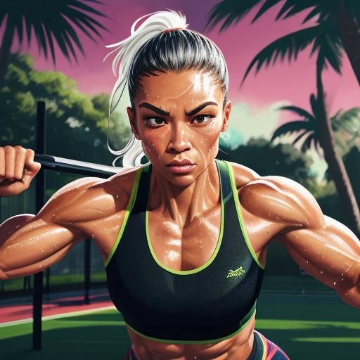 Women's Outdoor Fitness Illustration in Vivid Colors