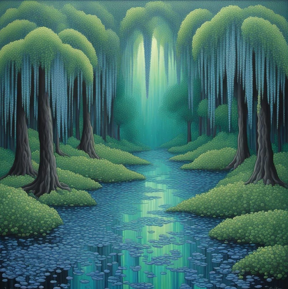 Abstract Surrealism Painting of Muddy Swamp Waters