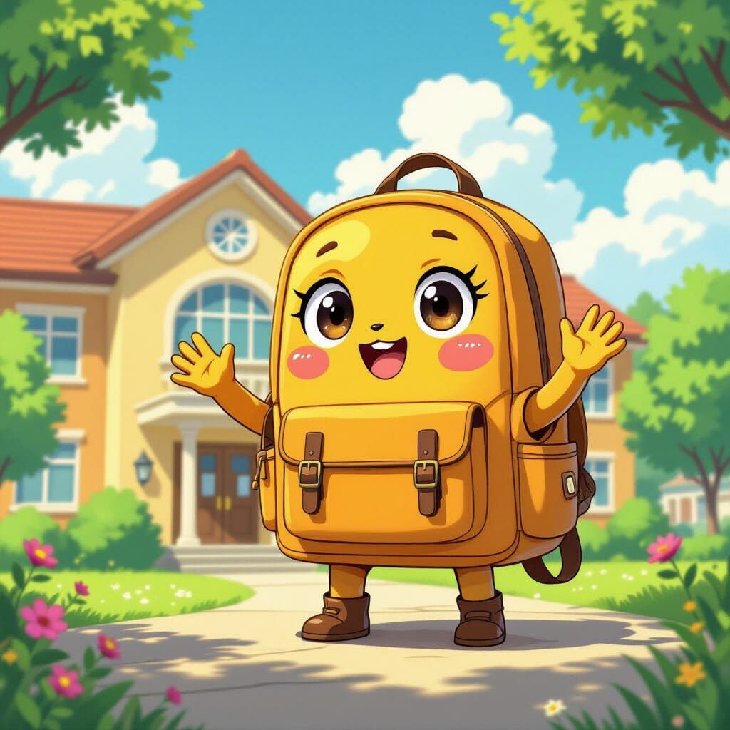 Anime Backpack Character Waves Goodbye to School