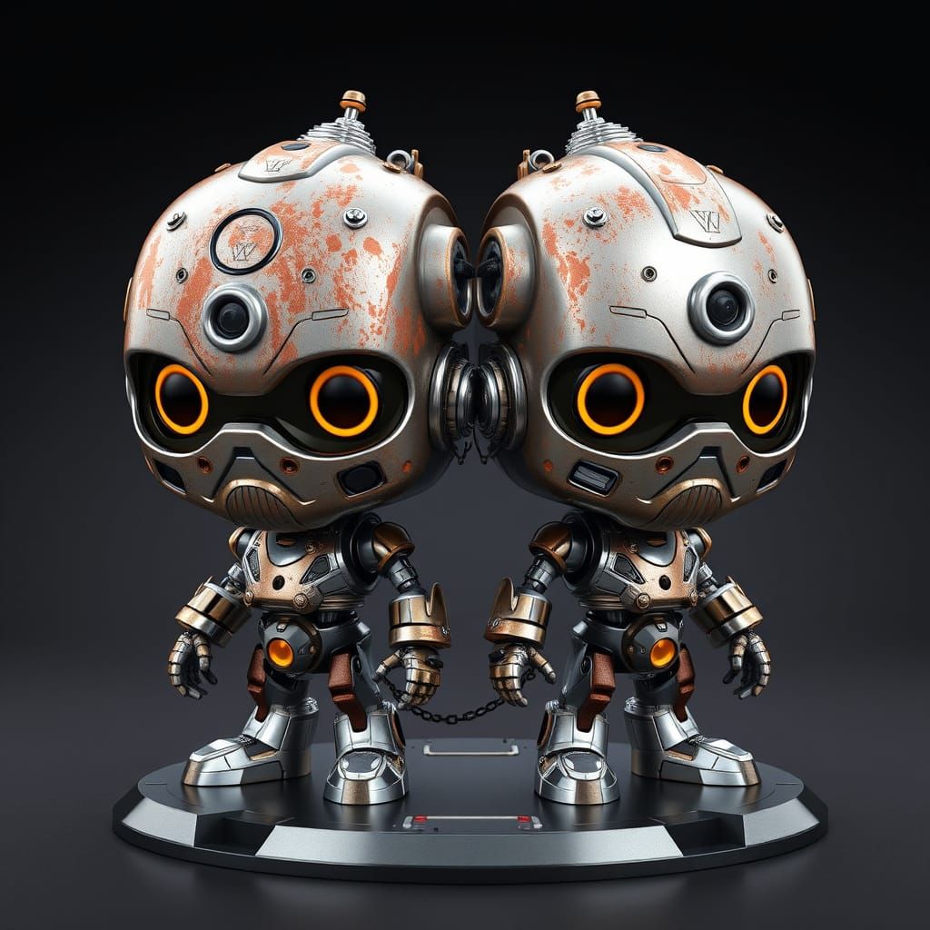 Steampunk Chrome Robot Funko Pop in Anime Style