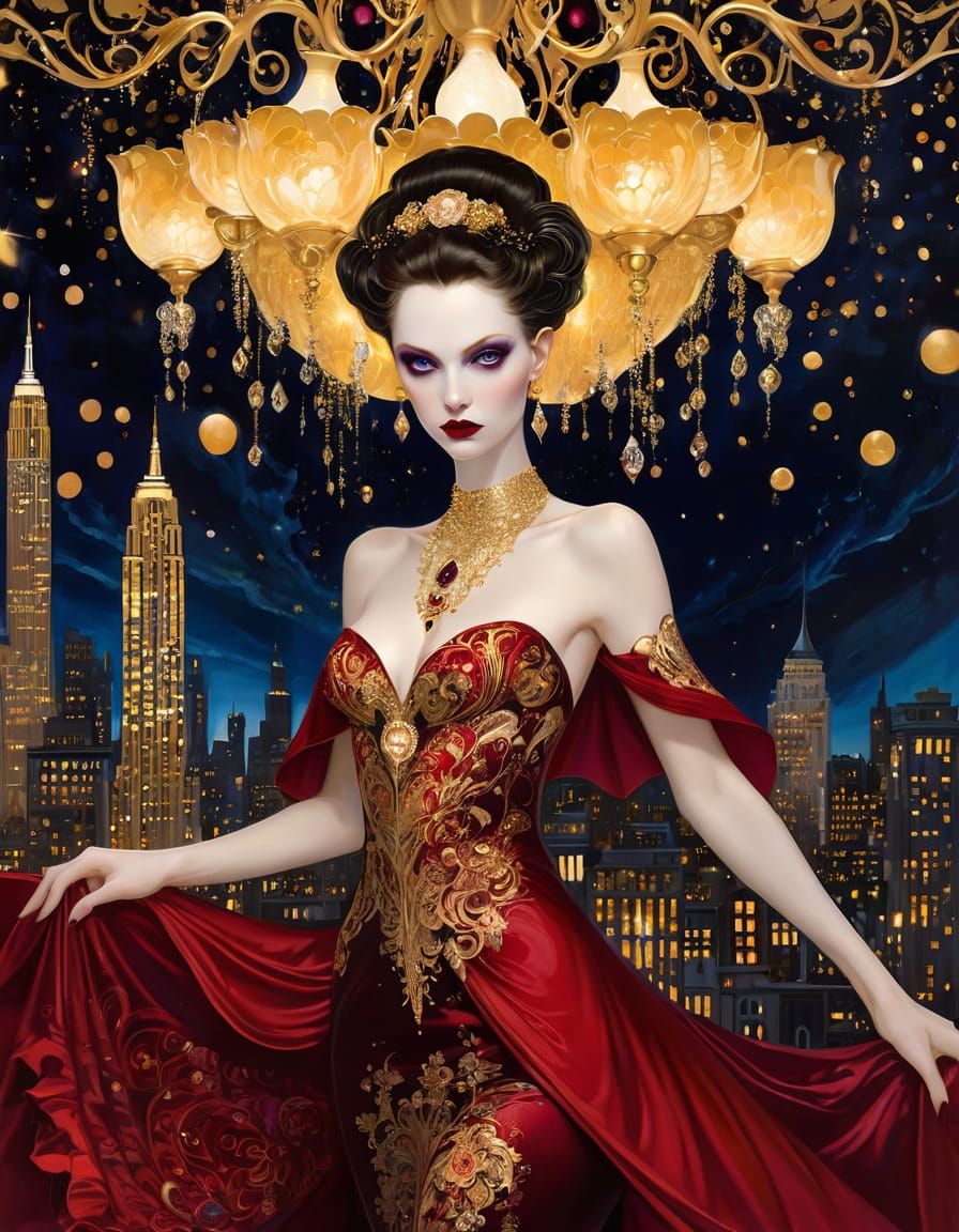 Vampire Couture in a Golden Dreamscape