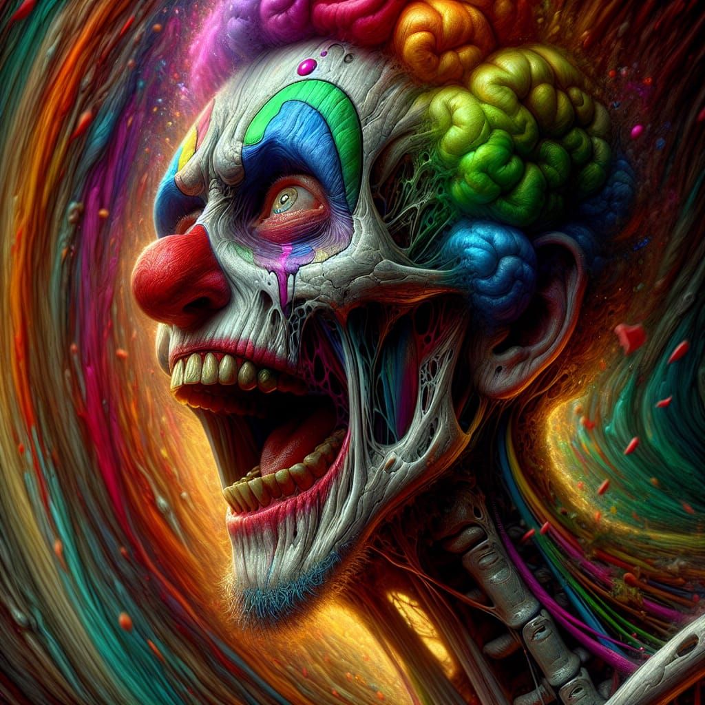 Scary paranoid clown