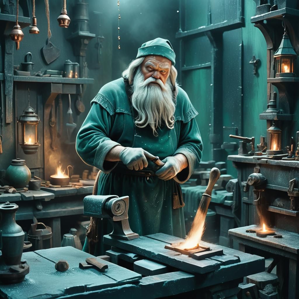 Santa's Surreal Industrial Workshop in Giger Style