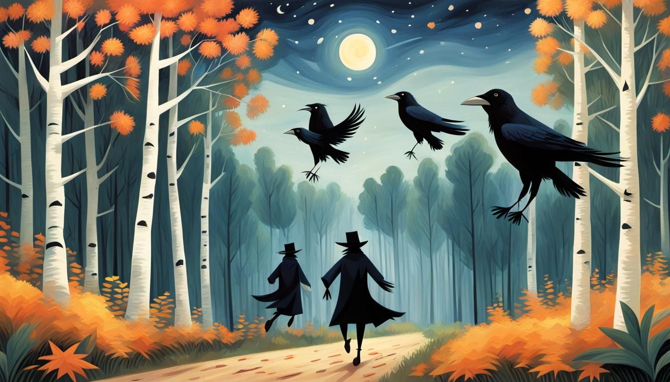 Starry Scarecrows Run Through Forest, Comic Art