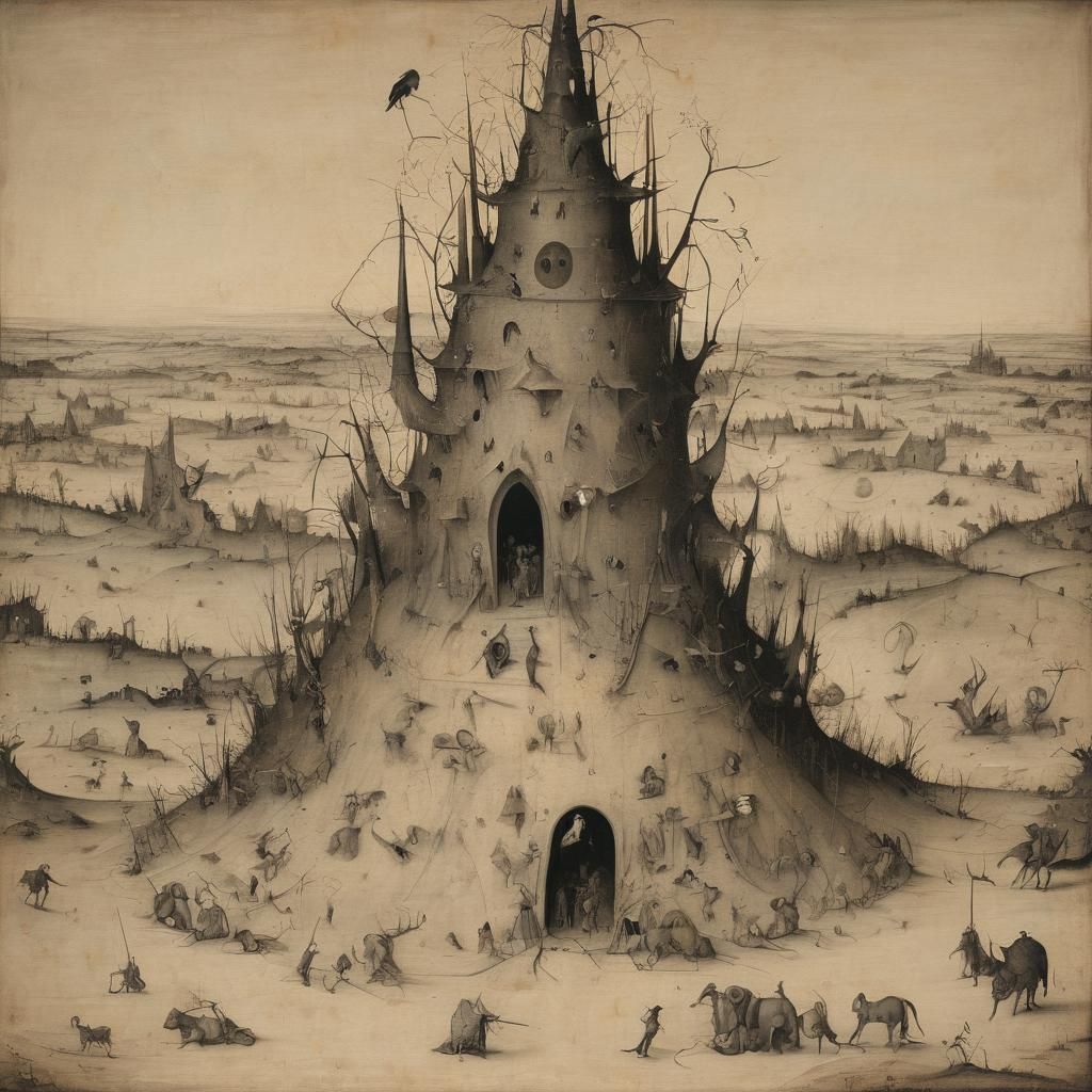 Grimdark Grotesque Scene in Style of Bosch