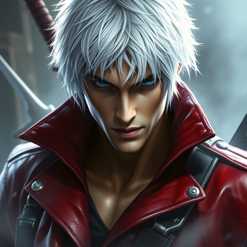 Dante from Devil May Cry: Hyperdetailed Fantasy Portrait