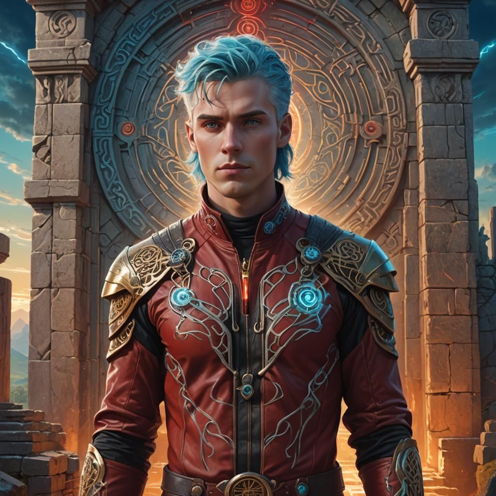 Celtic Sci-Fi Data Broker in a Cyberpunk Aesthetic