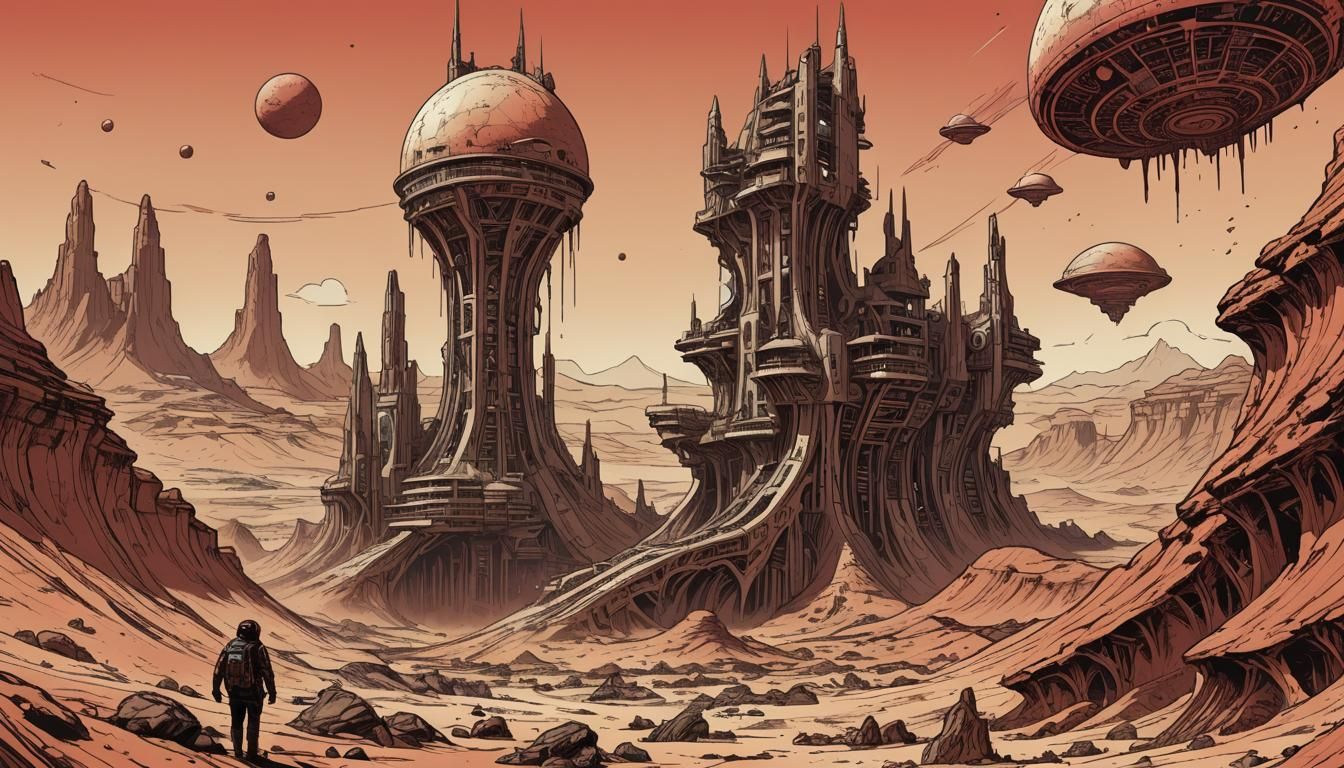 Retro Sci-Fi Comic Art on Mars