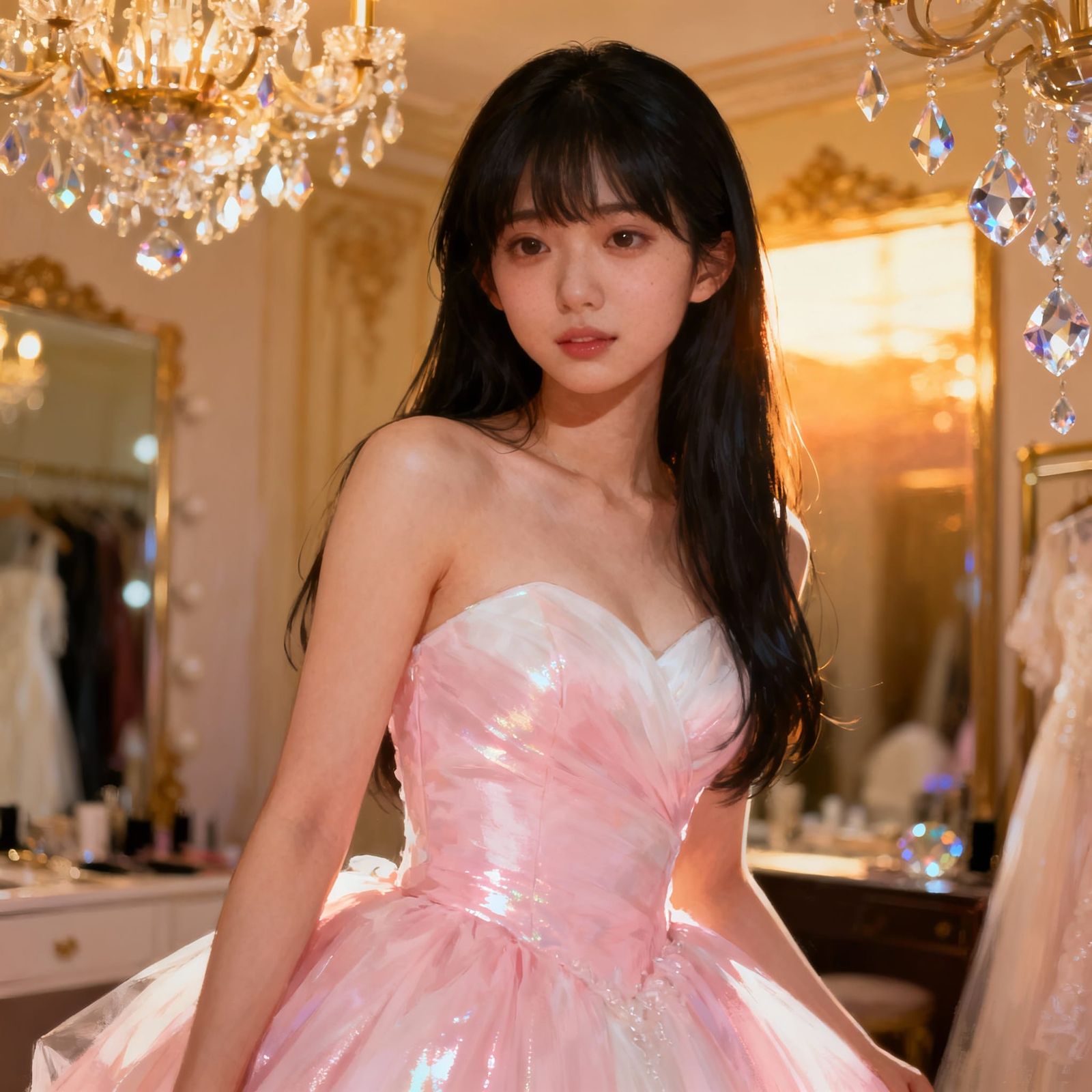 Beautiful Japanese Bride in Pink Wedding Dress