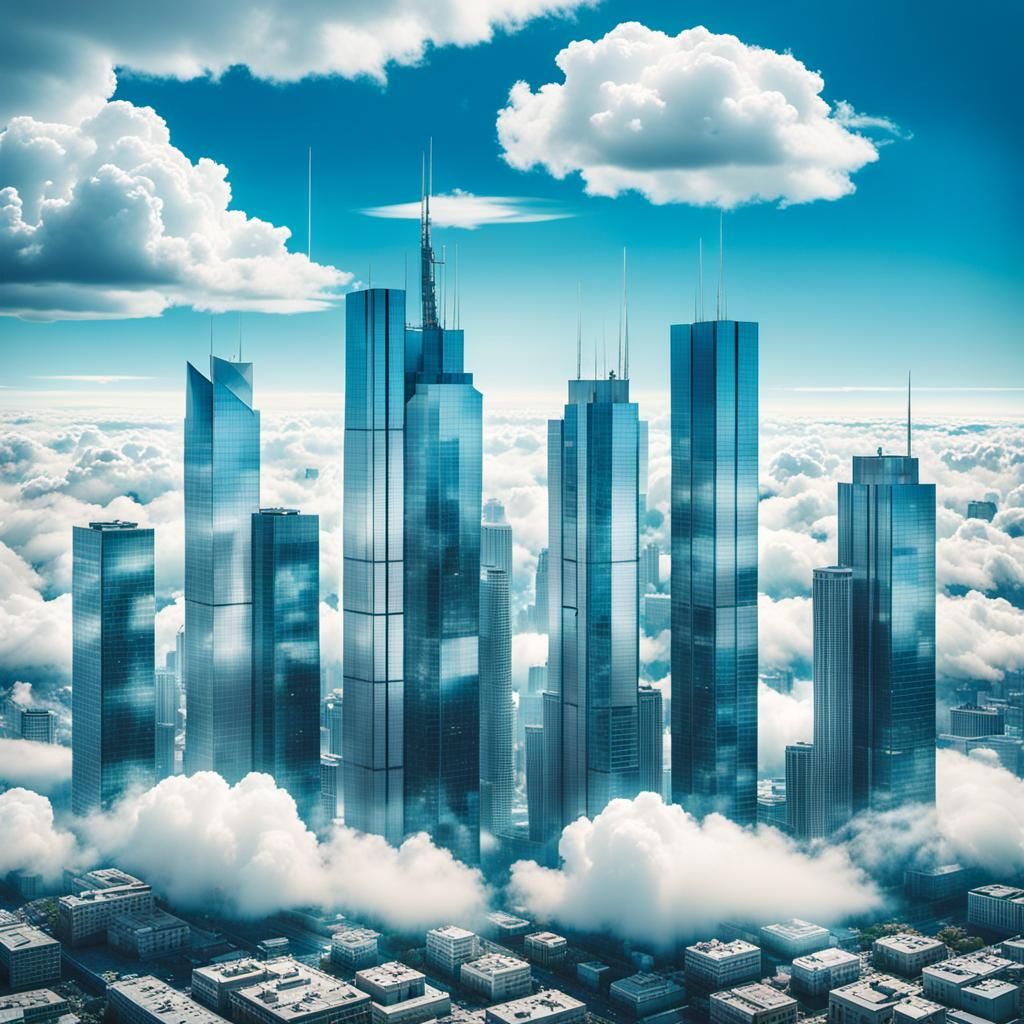 Ethereal Cityscape: A Retro-Futuristic Aerial View