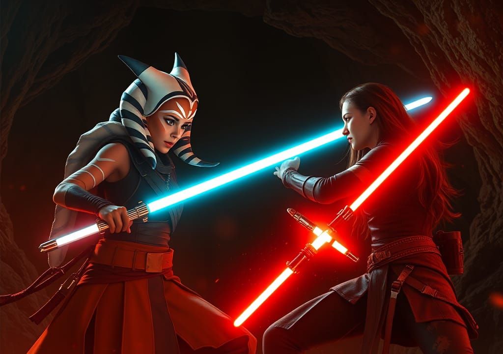 Ahsoka's Epic Lightsaber Duel in Mystical Cave