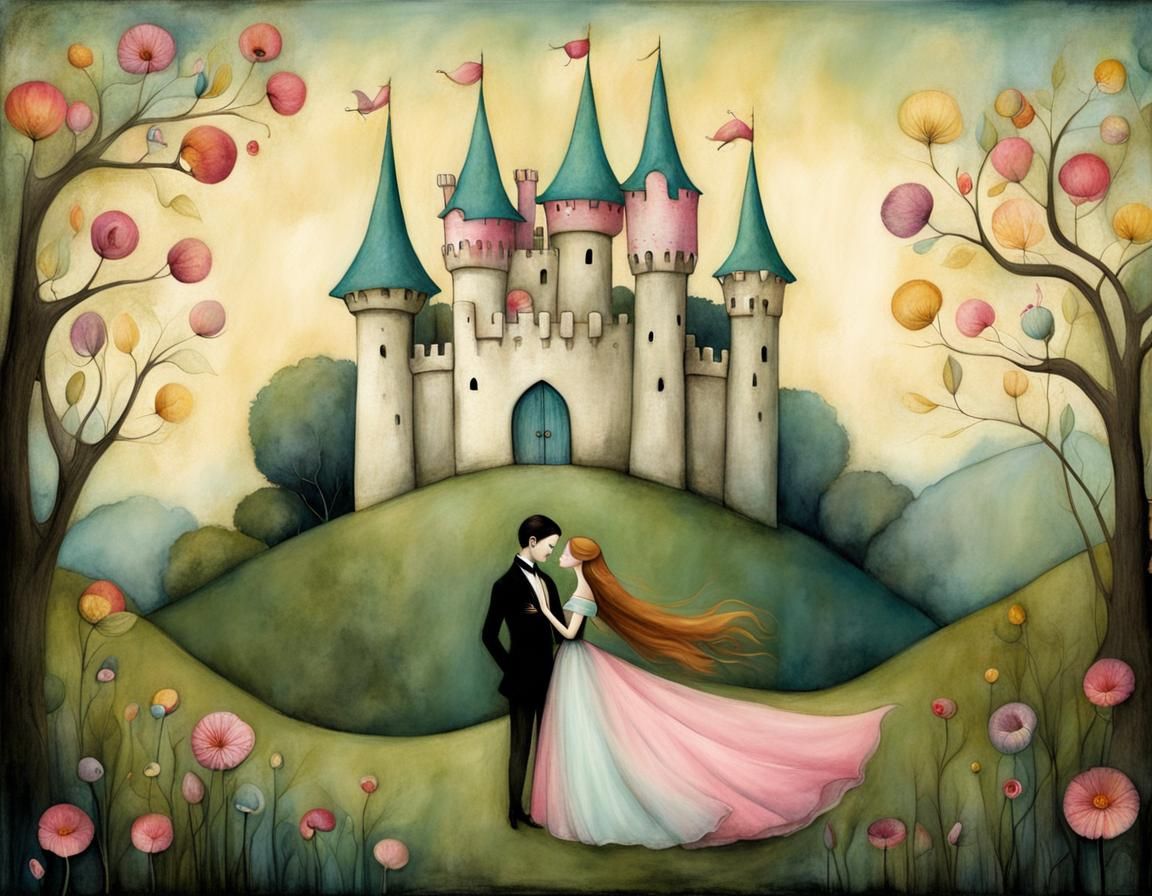 Magical Fairy Castle in Soft Pastel Colors