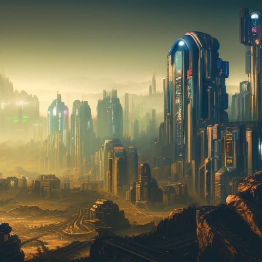 Detailed Cyberpunk Landscape in Unreal Engine 5