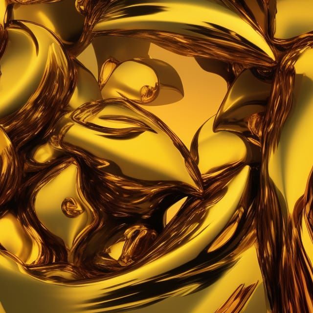 Liquid Gold Stereogram in 3D Digital Art