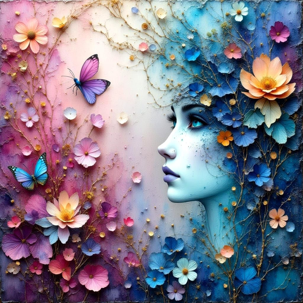 Mystical Dreamlike Fantasy Landscape as Impasto Painting