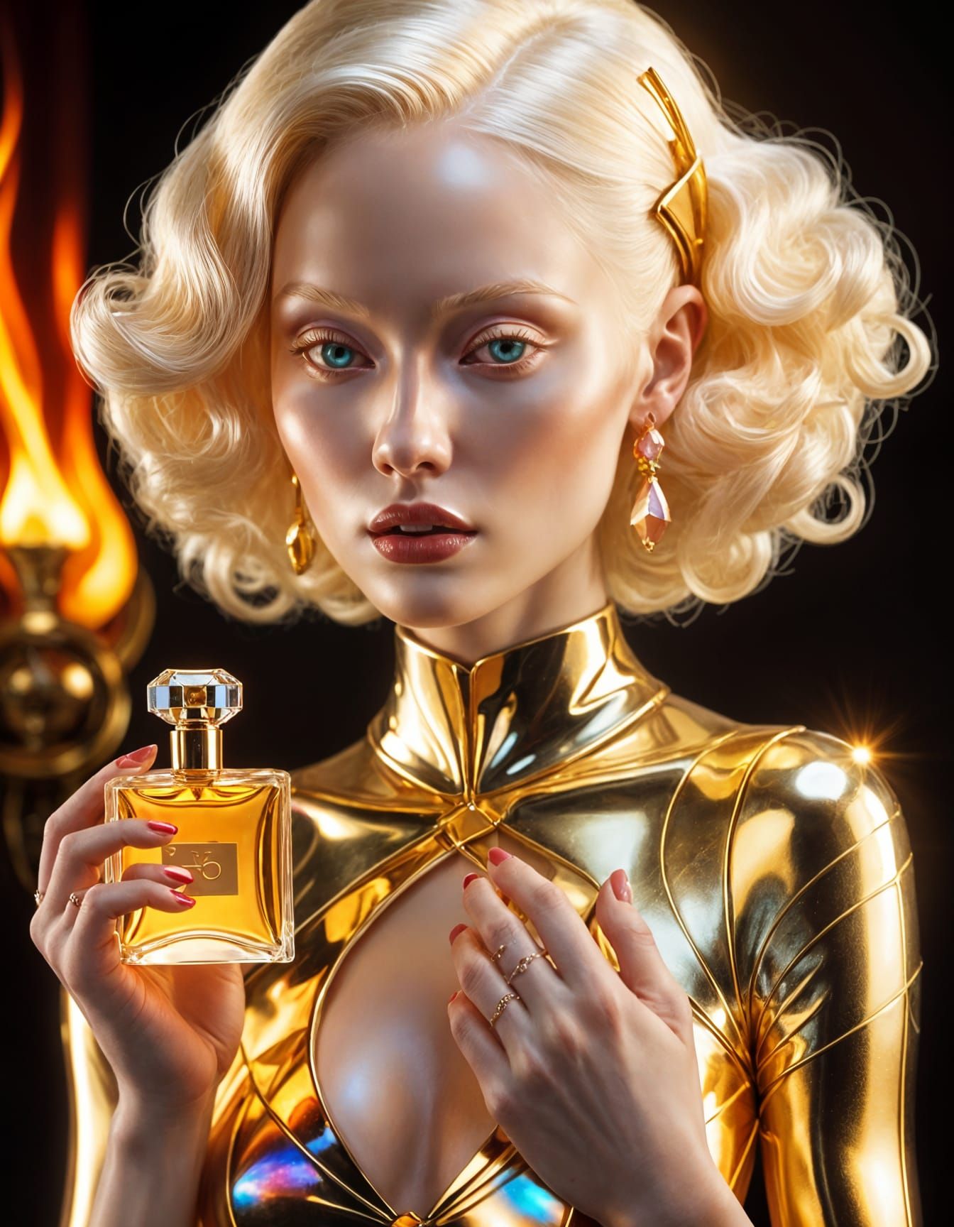 Albino Woman with Perfume Bottle Sculpture