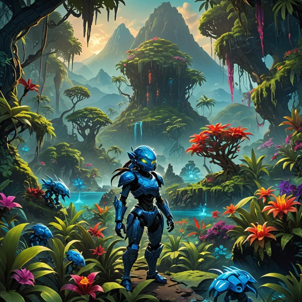 Bionicle-Inspired Fantasy Art of Halfling in Jungle