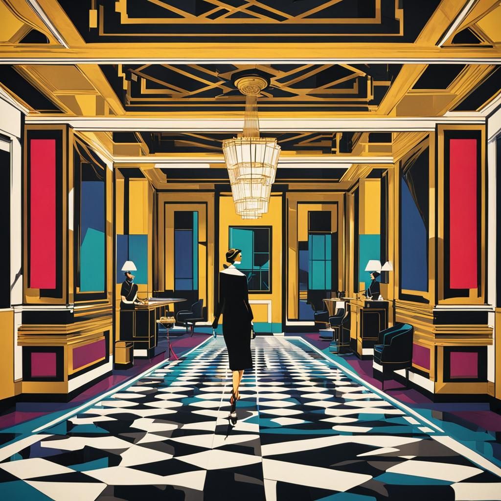 Savoy Hotel Lobby in Geometric Pop Art Style