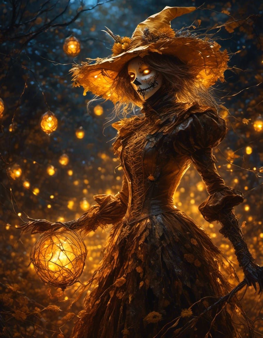 Macabre Scarecrow Warrior in Glittery Fantasy Style