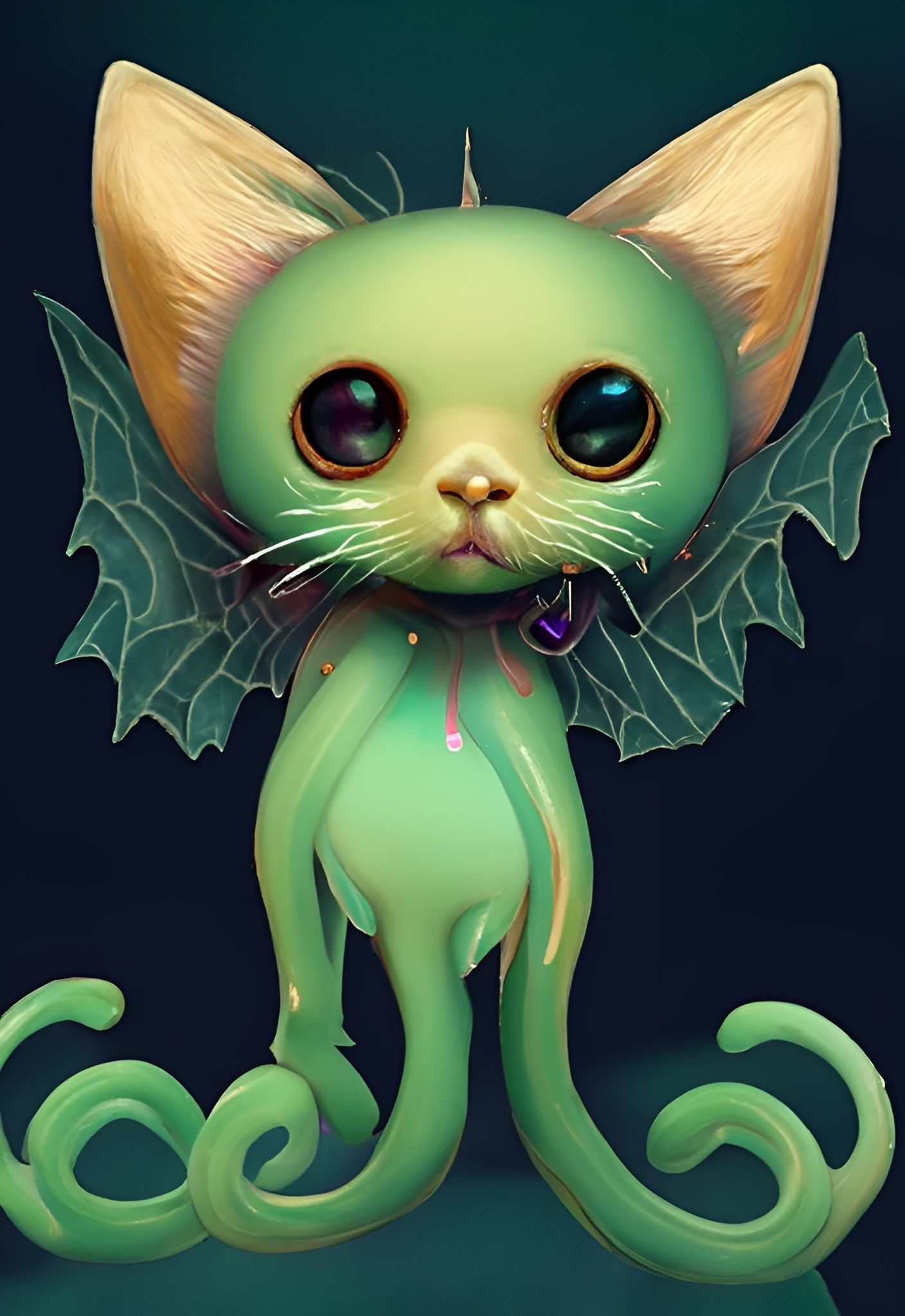 Chibi Eldritch Cat with Bat Wings in 3D