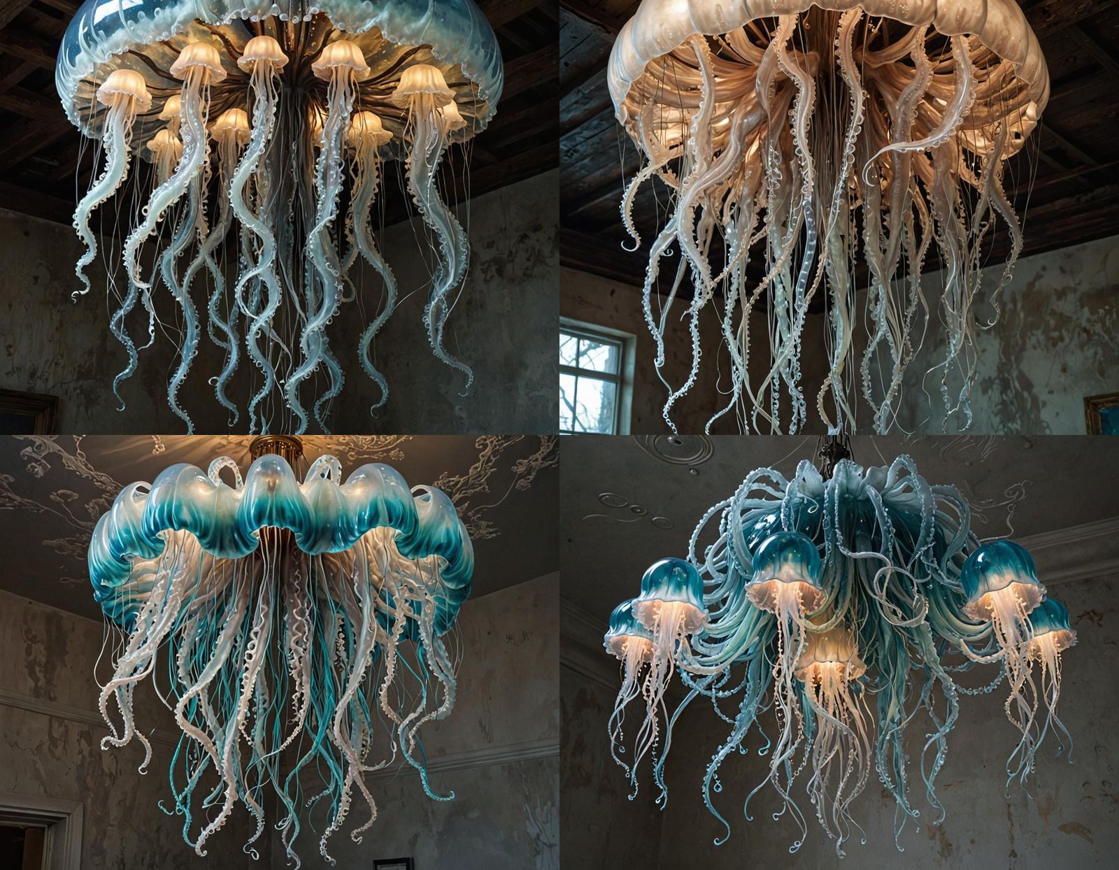 Luminous Jellyfish Chandelier with Drifting Tentacles