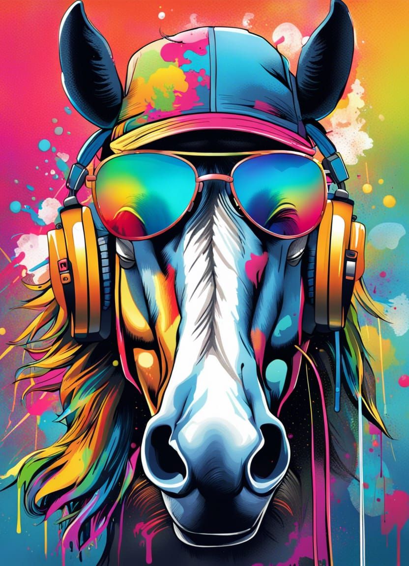 Horse in Graffiti Art Comic Book Cover