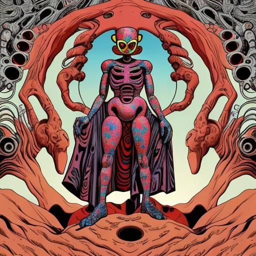 Surreal Anthropomorphic Figure on Hill, Impasto Painting