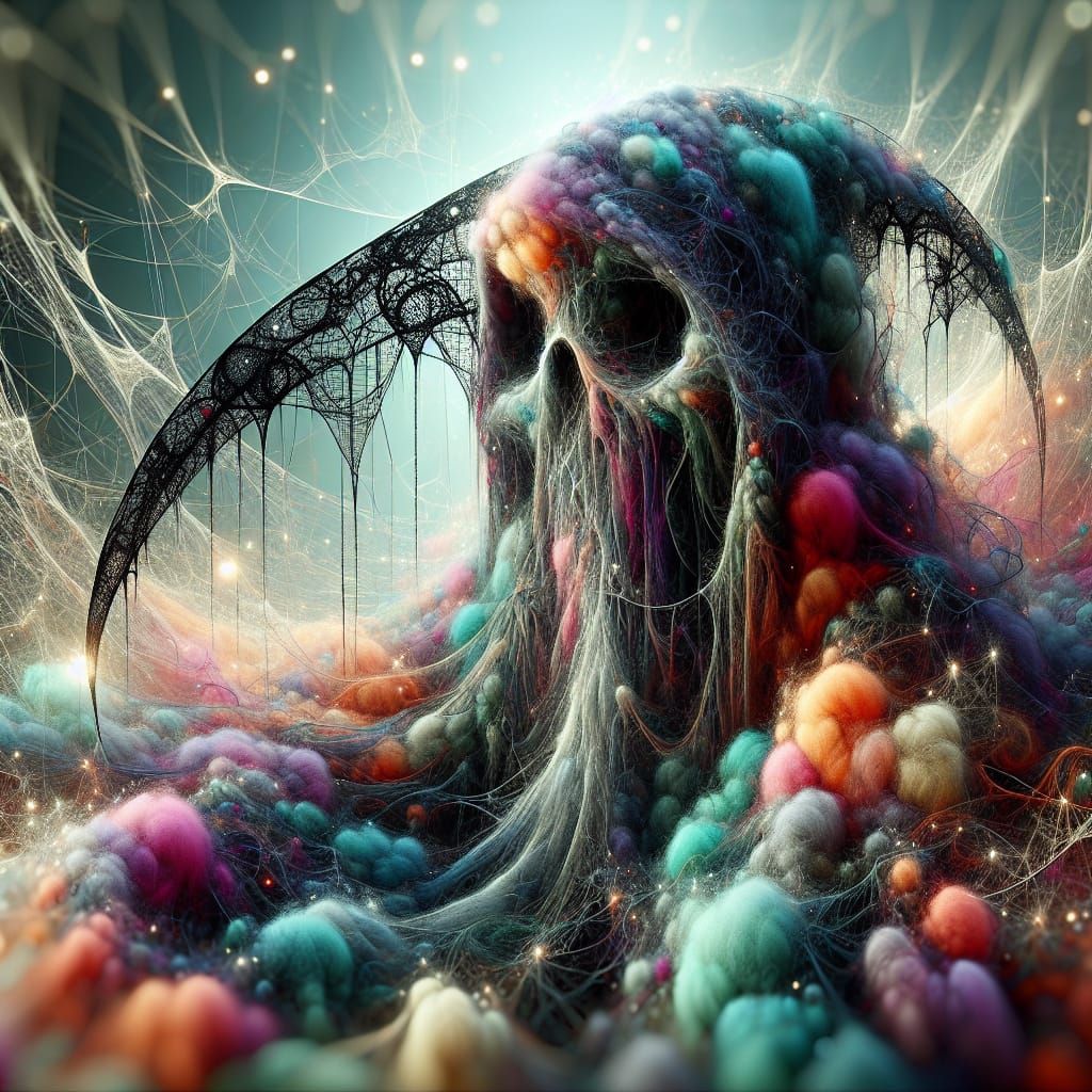 Surreal Felted Wool Art with Intricate Textures and Ethereal...