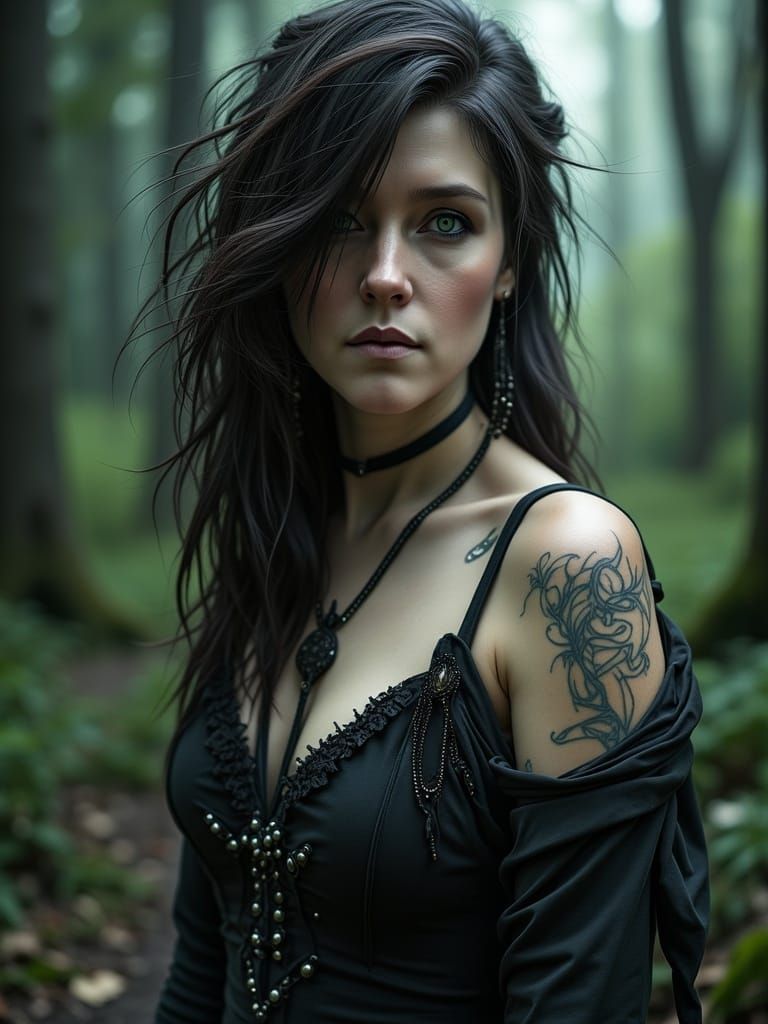 Mystical Fairy in Twilight Forest Digital Painting