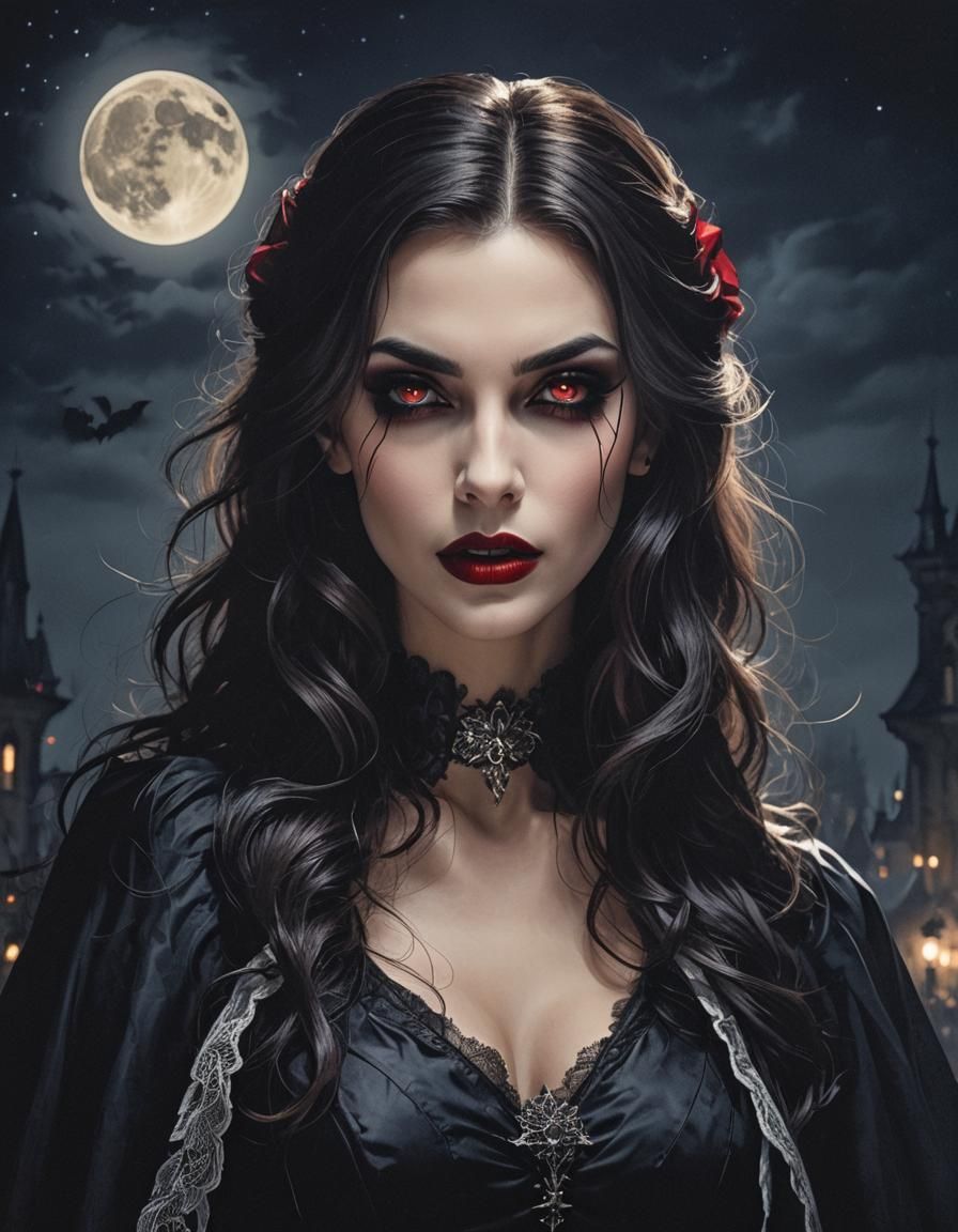 Vampire Woman at Night