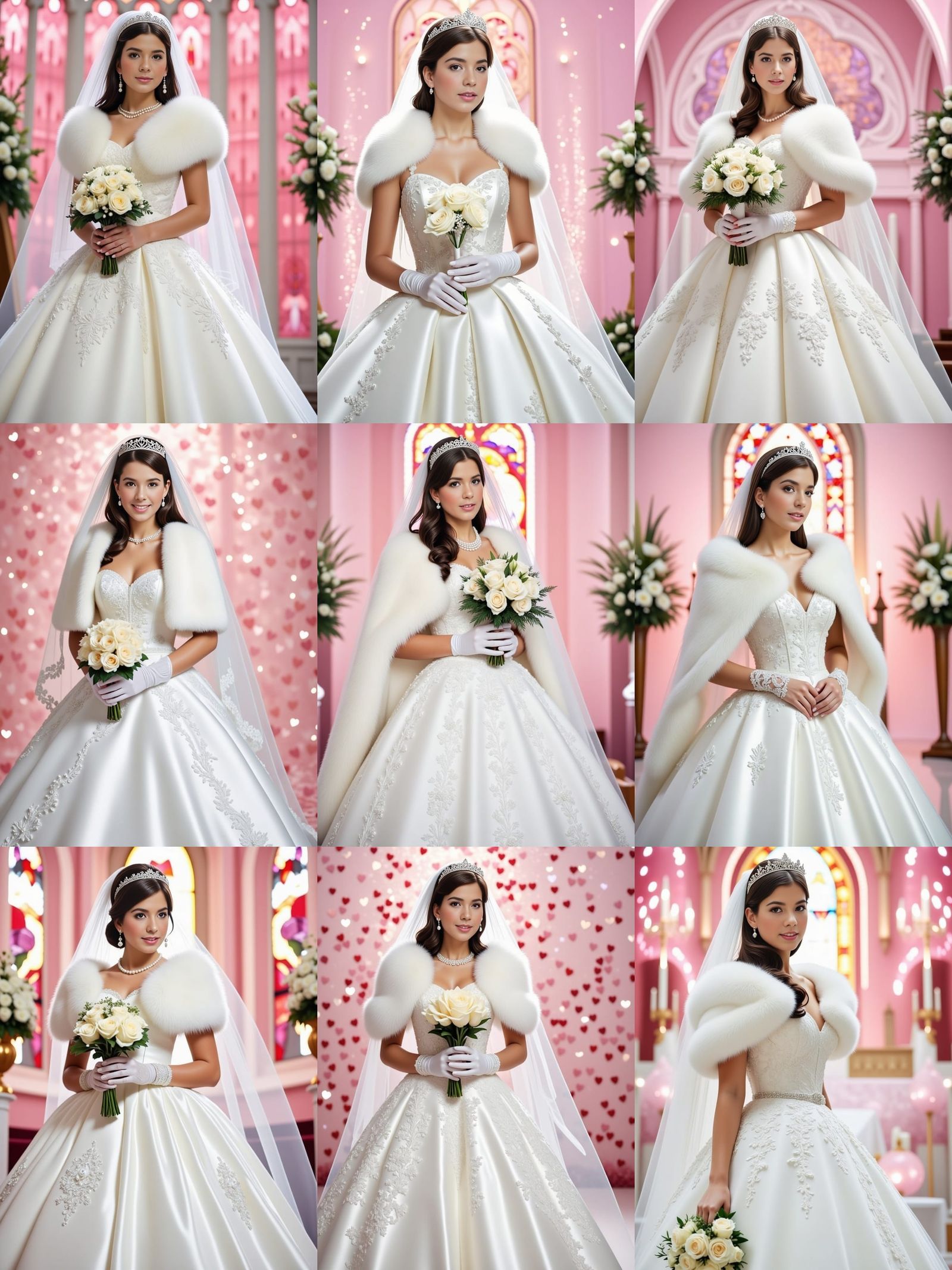 Elegant Bride in Embroidered Wedding Dress