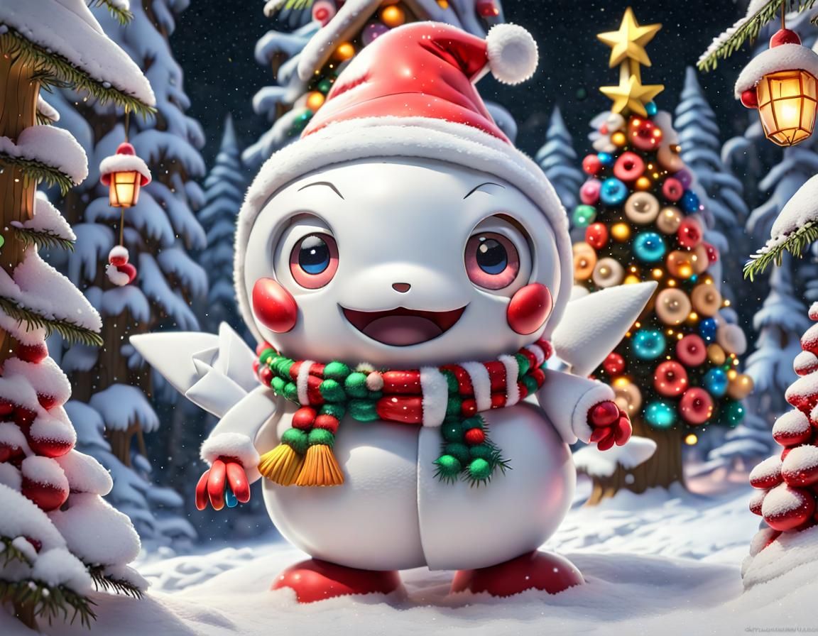 Christmas Wonderland in Vibrant Pokemon Forest Style