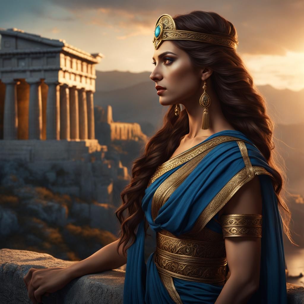 Beautiful Greek Women in Profile: Detailed Matte Painting