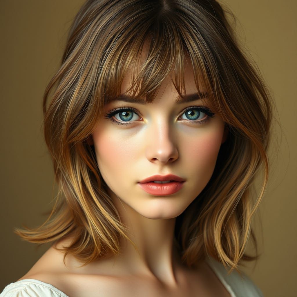 Elegant Woman Portrait in Art Nouveau Style