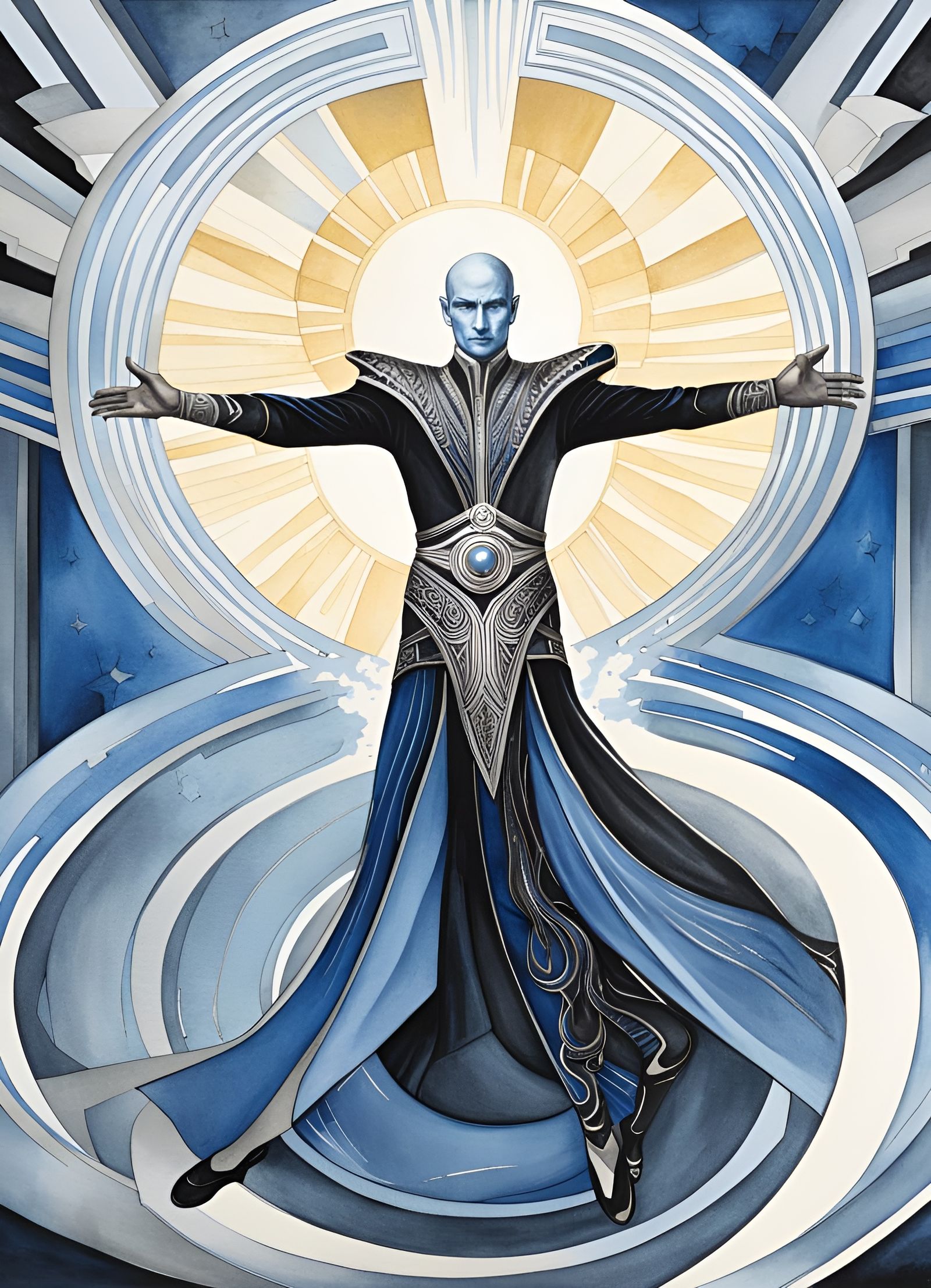 Furious SWTOR Sith Lord in Art Deco Illustration