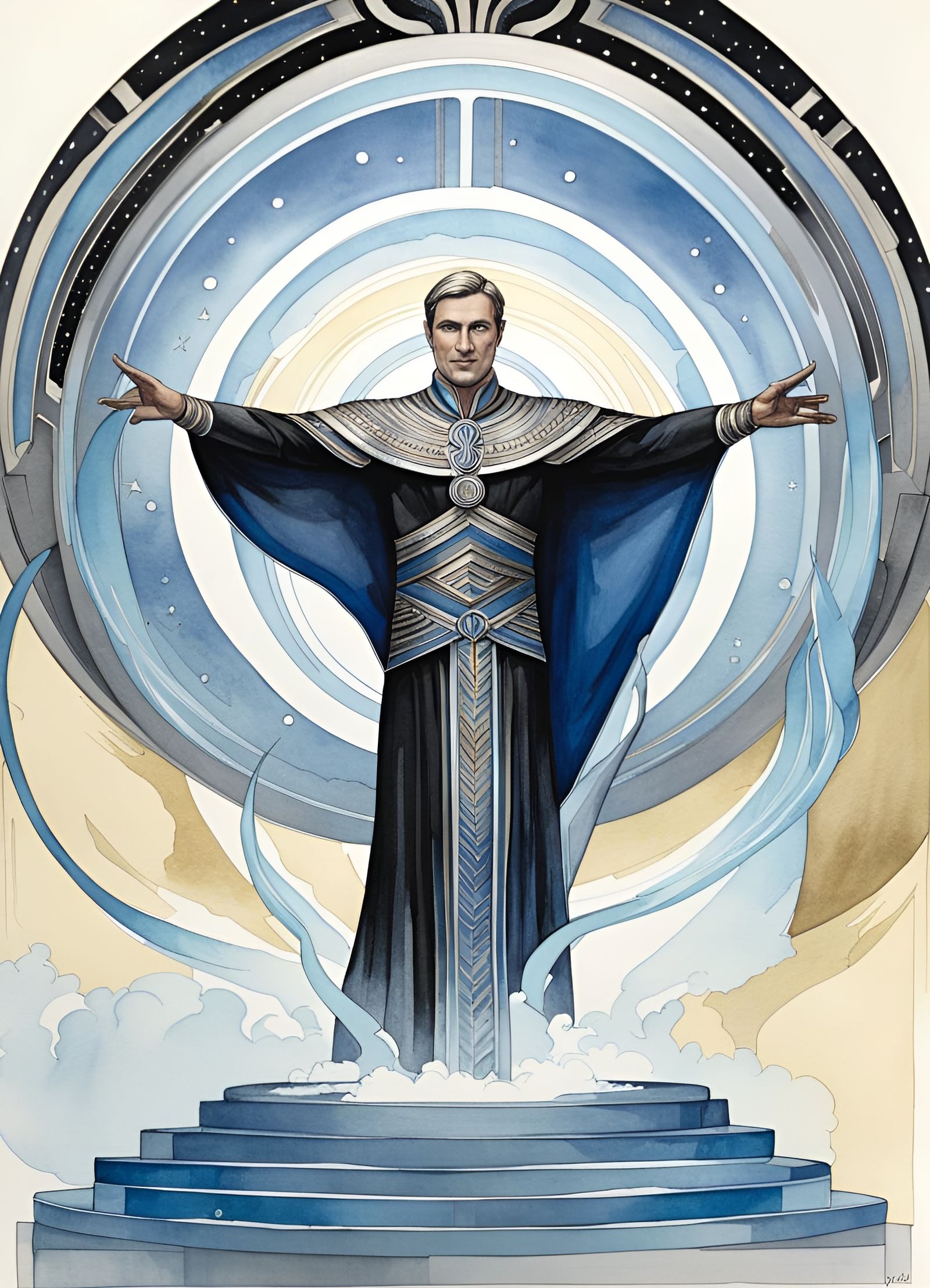 Art Deco Sith Lord Wields Force Lightning