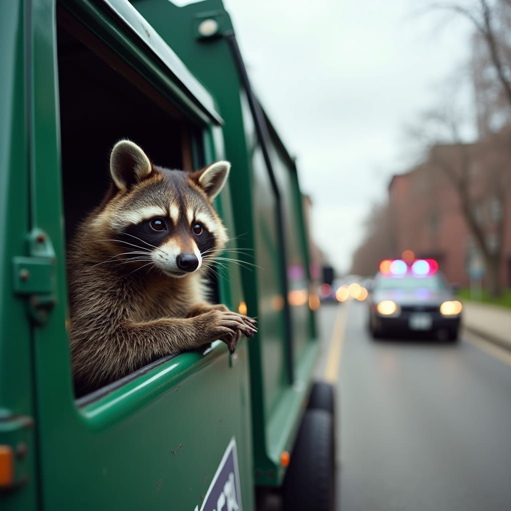 Raccoons in Hijacked Garbage Truck Chased by Police